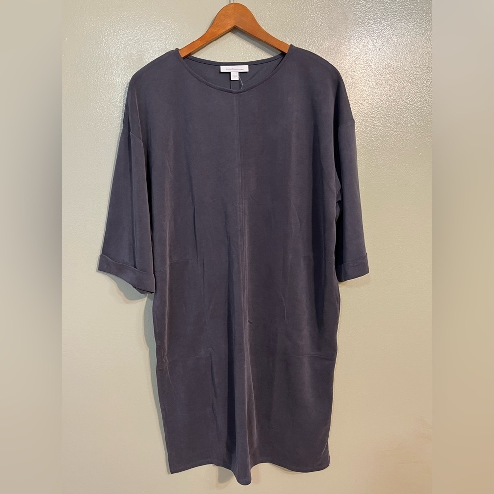 J Jill Womens Stone Washed Navy Blue Pullover Dress Pockets Comfy Soft S New